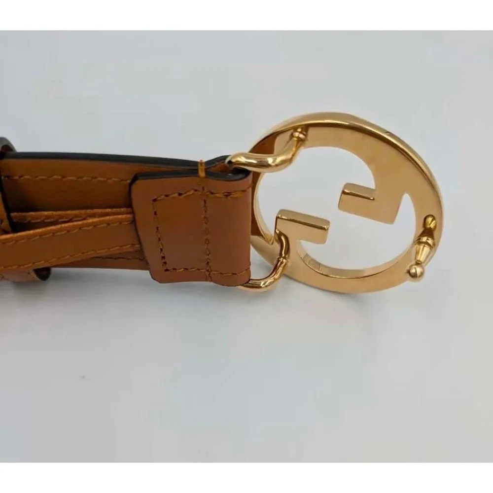 Gucci Women’s Ciny Lux Calfskin W30mm Belt Blondie Cognac 115cm 690557
